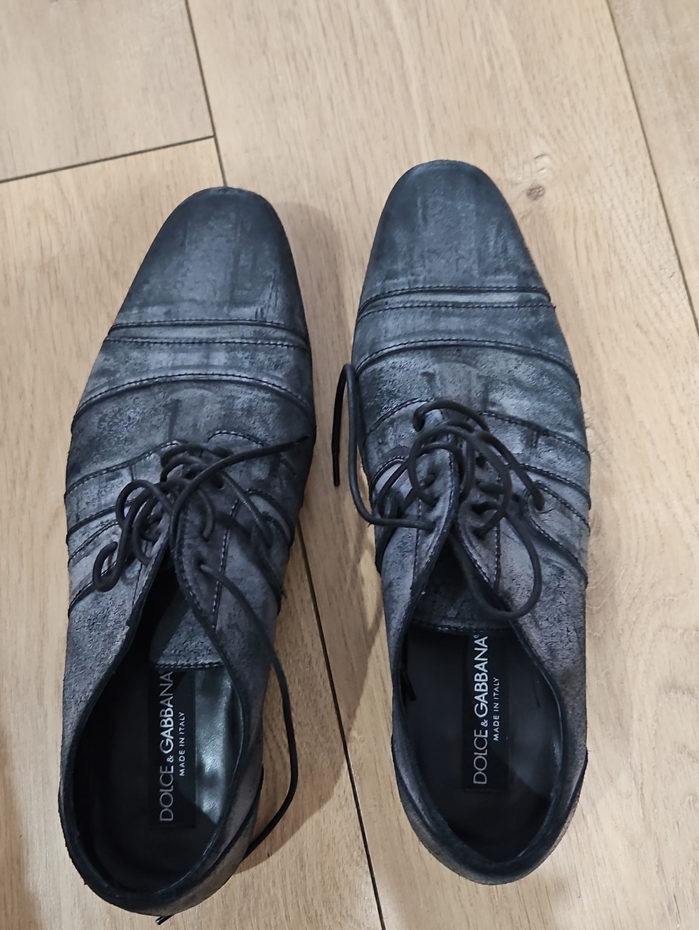 Dolce & Gabbana Men's Lace-Up Oxfords in Charcoal Gray